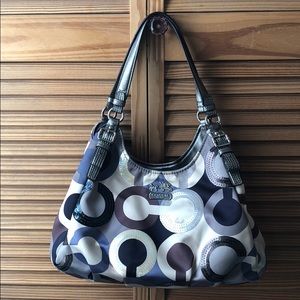 COACH MADISON GRAPHIC OP ART SEQUIN MAGGIE BAG